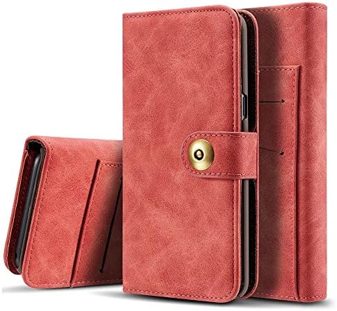 Galaxy S8 Leather Wallets Case Flip Detachable Magnetic Hard Cover Folio Purse For Samsung Phone ( Red )