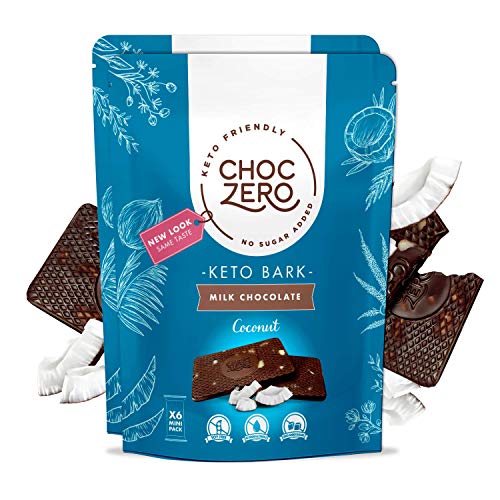 ChocZero Milk Chocolate Coconut Keto Bark No Added Sugar, Low Carb