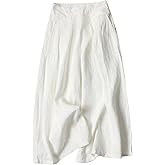 Gihuo Women' s Culottes Linen Blend Wide Leg Pants Elastic Waist Casual Palazzo Trousers with Pockets Capris