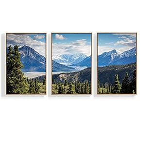 Canvas Wall Art for Living Room, Bedroom Mountain Framed Canvas Prints for Home Decoration Ready to Hang - 16"x24"x3 Panels