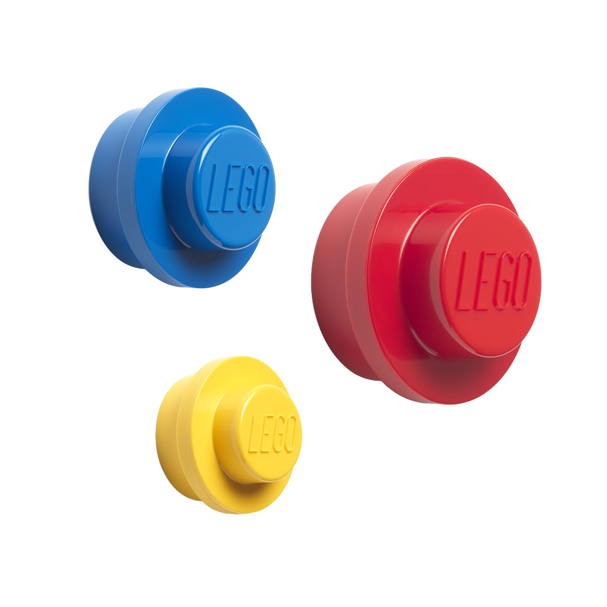 LEGO Wall Hanger Set - 3-Piece Decorative Home Accessories for Kids & Adults, Cute Room Decor, Space-Saving Coat Hooks, Wall Hangers Red, Blue, Yellow