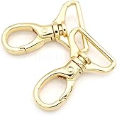 CRAFTMEMORE 2pcs Oval Snap Hooks Heavy Duty Metal Push Gate Swivel Lobster Clasp Keychain Clip Purse Making Accessories SC09 (1 Inch, Gold)