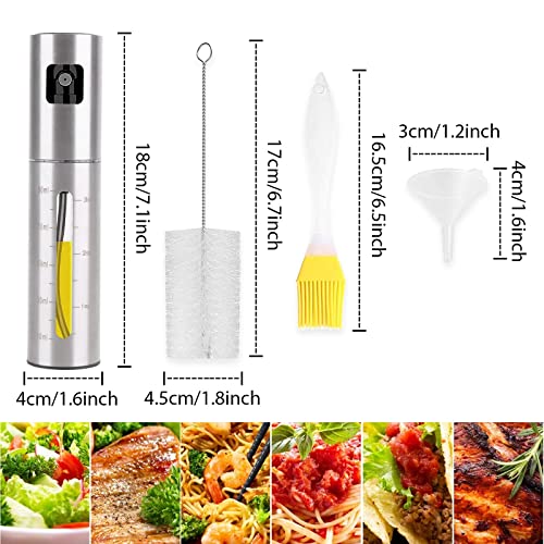 Portable 304 Stainless Steel Oil Sprayer - Sturdy Durable Olive Oil Sprayer Multifunction Kitchen Oil Spray Bottle With Brush Funnel Easy To Clean Suitable For Cooking, Baking, Grilling