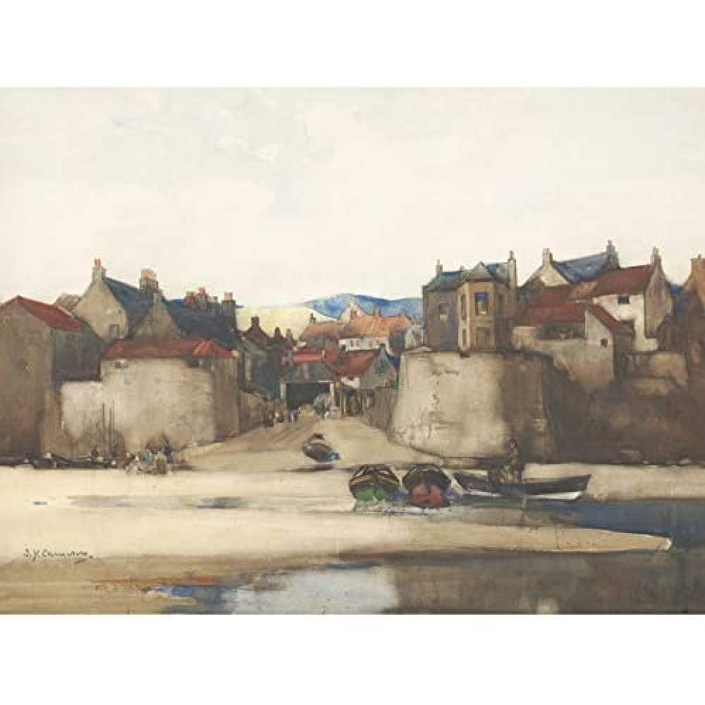 Cameron Robin Hood's Bay Seascape Boats Harbour Painting Art Print Canvas Premium Wall Decor Poster Mural