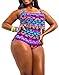Spring Fever Women Plus Size High Waist Retro Braided Fringe Top Two Piece Swimwear Swimsuit Bikini Set D Triangle XX-Large