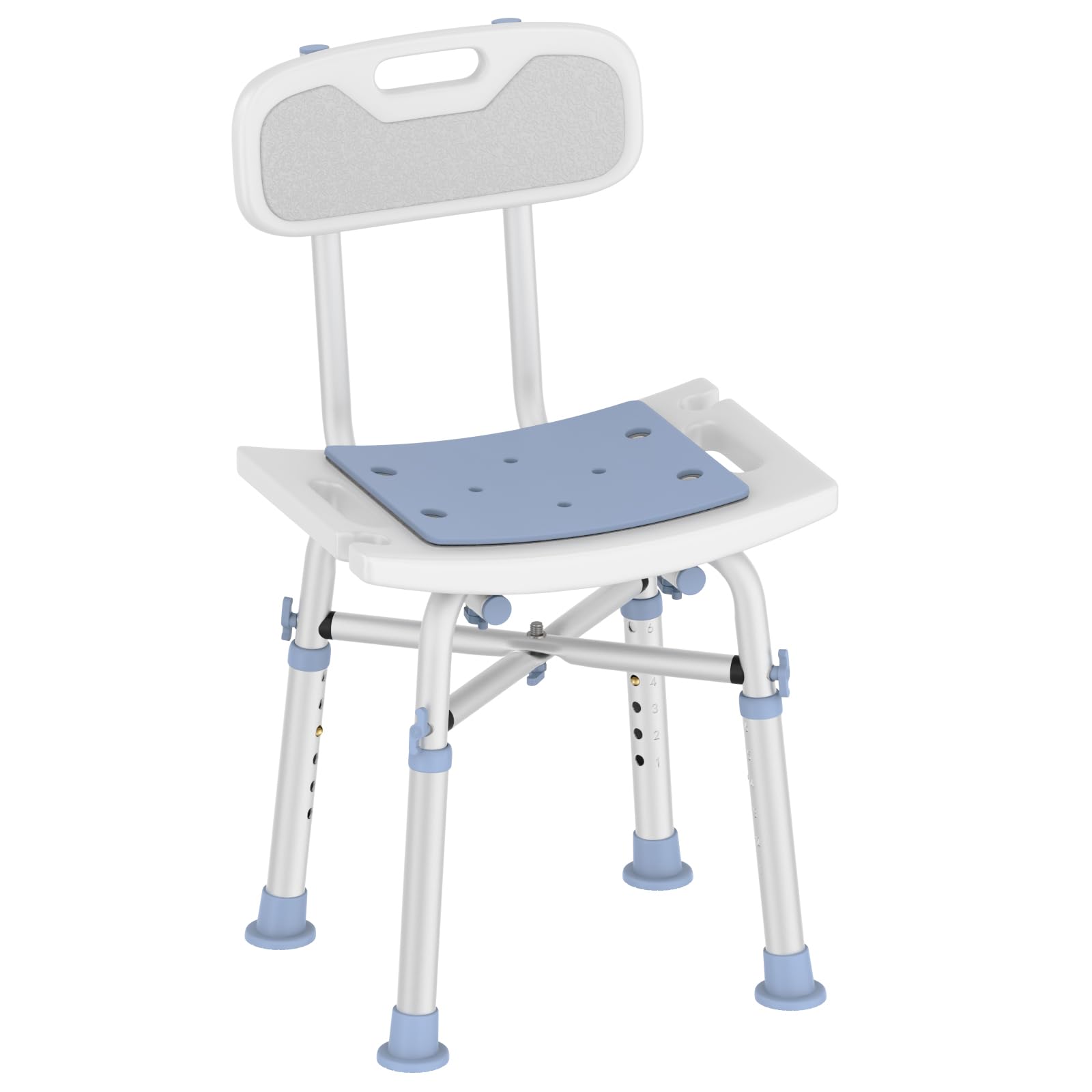 Heavy Duty Shower Chair with Back 500lb, Padded Bath Seat with Height Adjustable, Tool Free Anti-Slip Shower Bench Bathtub Stool for Elderly, Senior, Handicap & Disabled