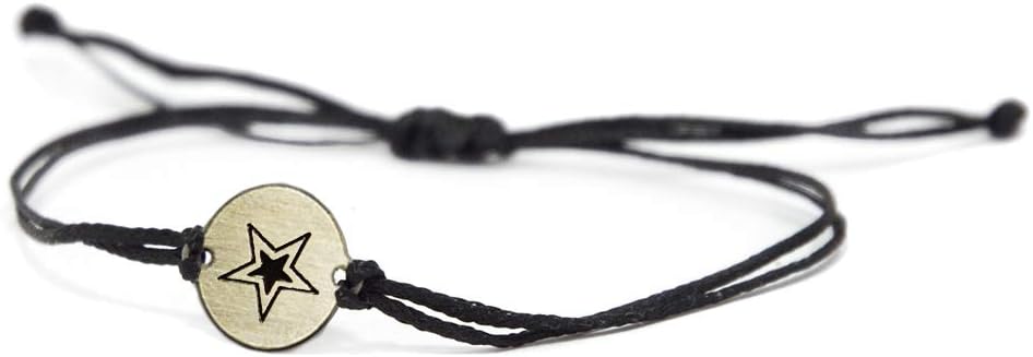 Star Charm Bracelet on Black Cord Adjustable Bracelet for Men & Women Hypoallergenic Jewelry