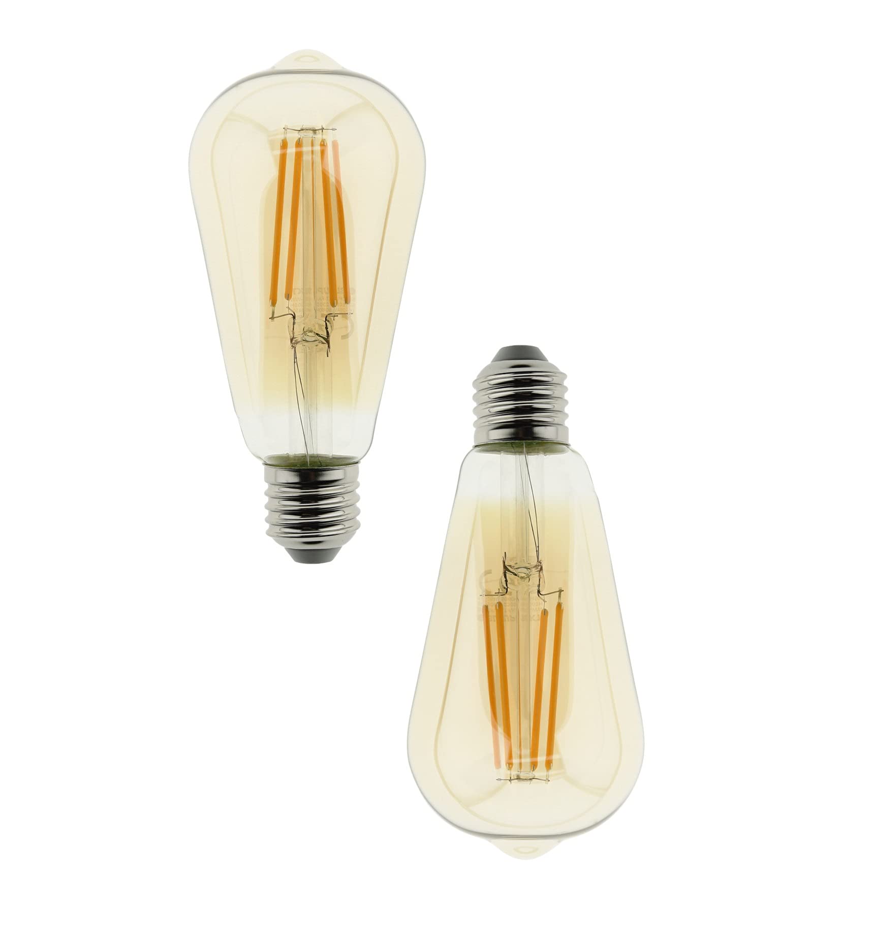 BLAUPUNKT E27 Amber Filament LED Bulb, ST64 Teardrop, 8W (60W Equiv), 806 Lumens, 2300K Extra Warm Gold Light, Vintage Retro Decorative Lamp – Pack of 2
