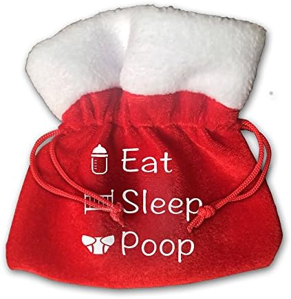 Eat Sleep Poop Red Velvet Cloth Jewelry Pouches / Drawstring Bags 15cm X 15cm