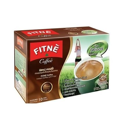 Fitne Kaffee Hochwertiges Kaffeepulver mit Ballaststoff und Collagen, löslich, 16 g x 10 Beutel (Produkt aus Thailand).