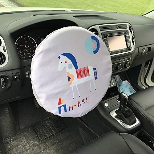 Alusbell Steering Wheel Cover Universal Fit UV Proof Sun Shade (Horse)