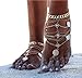 SUNSCSC Boho Vintage Gold Coin Blessing Symbol Tassel Anklets Foot Jewelry Set of 2 pcs