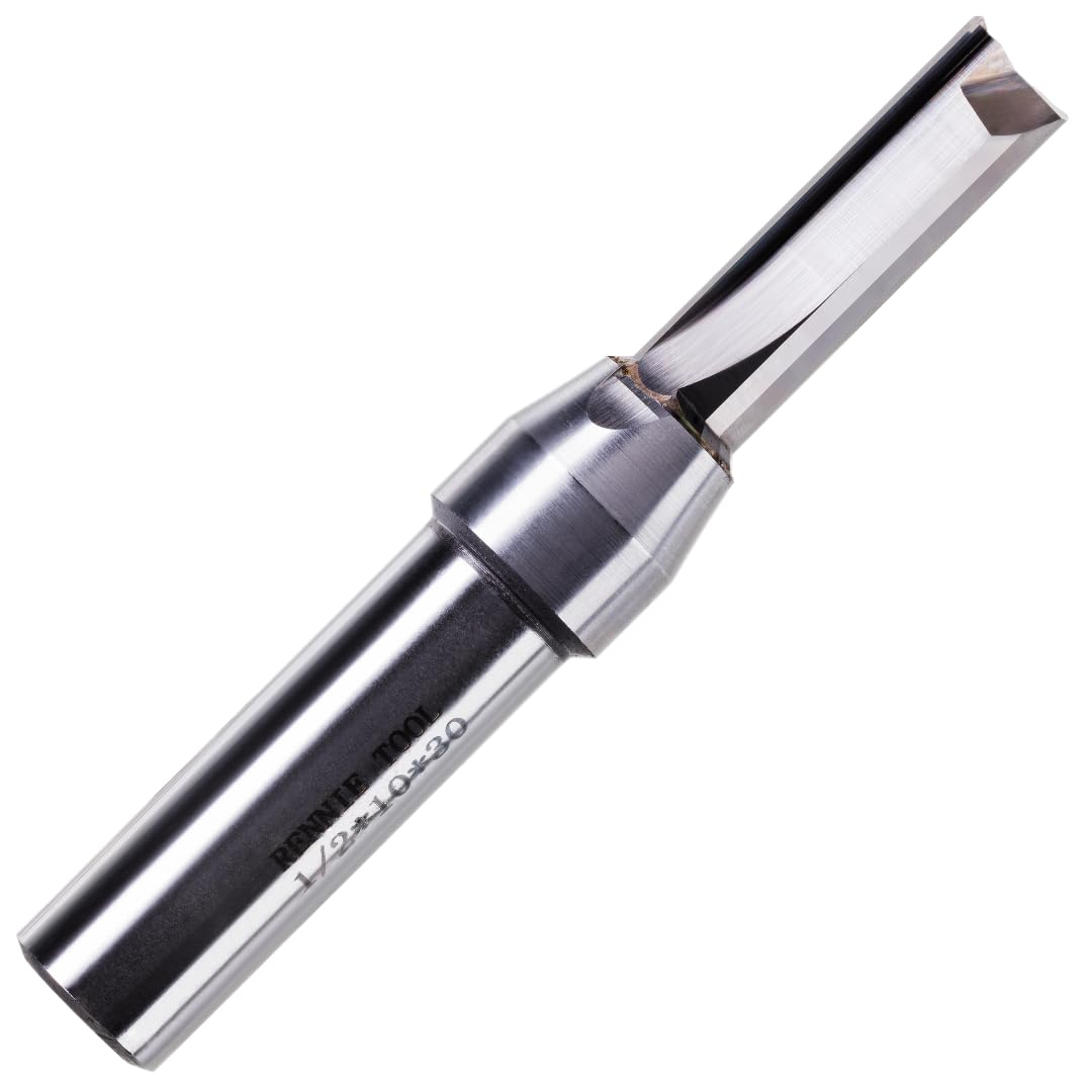 Rennie Tools - 10mm Cutting Diameter x 30mm Flute x 1/2" Shank Solid Carbide Tip 2 Flute Straight Router Cutter Bit. Compatible With Makita Trend Festool Hikoki Dewalt Router Etc. 10mm Router Bit