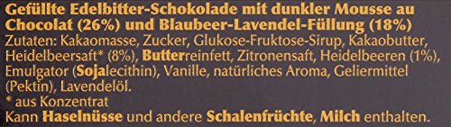 Lindt Edelbitter Mousse Blaubeer Lavendel, dunkler Chocolade mit einer Blaubeer-Lavendel-Füllung auf dunkler Mousse au… – Bild 6