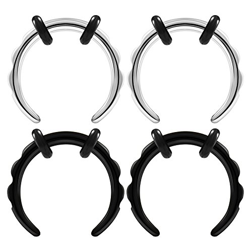 BIG GAUGES 2 Pairs Surgical Steel Black Anodized 14g Gauge 1.6mm Taper Septum Pincher Ear Piercing Jewelry Stretcher Earring BG0692