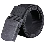 Mikey Store Wild Men Canvas Belt-Hypoallergenic-Metal free-Plastic-Automatic-Buckle (Black )