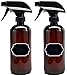 2 Pack Firefly Craft Amber PLASTIC Spray Bottles with Chalkboard Labels, 16 ounces each