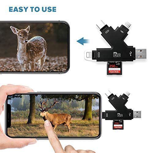 Trail Camera Viewer 4 in 1Memory SD Card Reader, Ethinker Game Camera