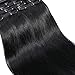 Double Weft Clip in 100% Remy Human Hair Extensions #1B Natural Black 10''-22'' Grade 7A Quality Full Head Thick Long Soft Silky Straight 8pcs 18clips for Women Fashion 16