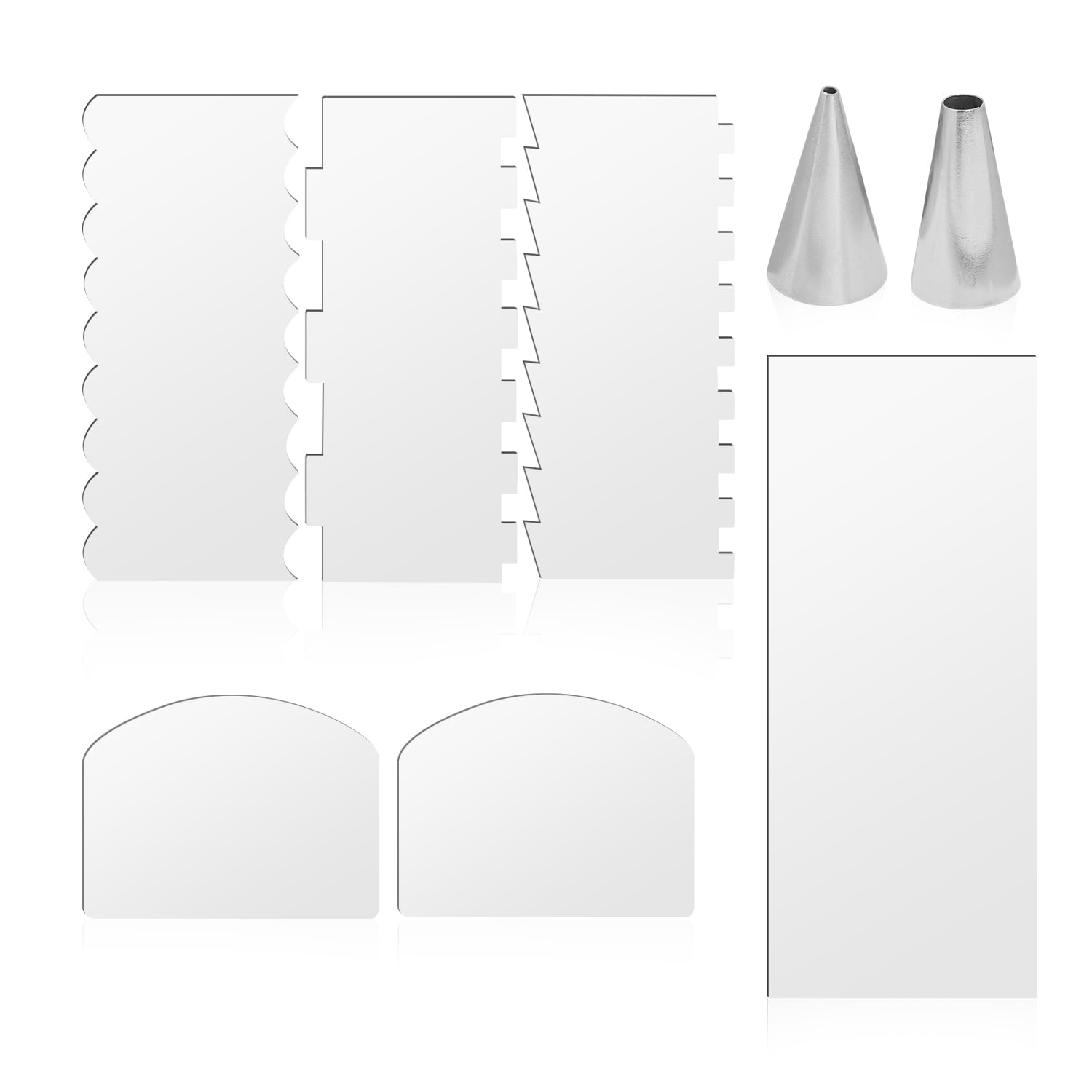 6-Piece Cake Scraper Set, 2-Piece Cake Decorating Tip, Cake Spatula, Cake Scraper, Frosting Mold Cake, Modeling Tool, Acrylic Spatula