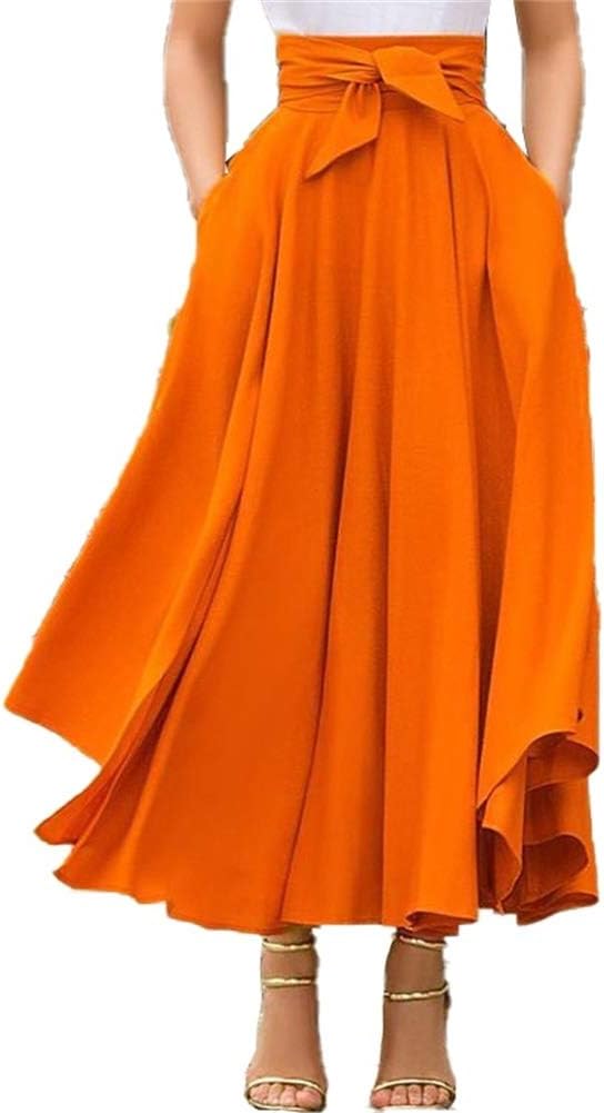Women's Sexy Letter Print High Waisted A Line Street Skirt Skater Pleated Full Midi Skirt