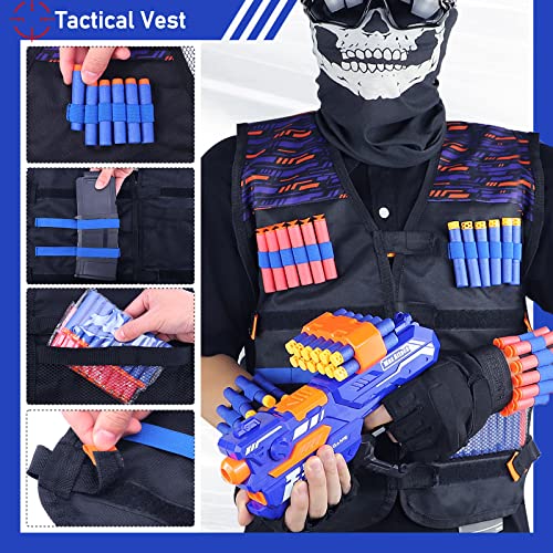 8 Pack Tactical Vest Kits Fit for Nerf Guns NStrike Elite Series for Kids Birthday Toy Gun Wars