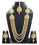 Shoppingover Womens Kundan Polki Gold Necklace Set with Earrings