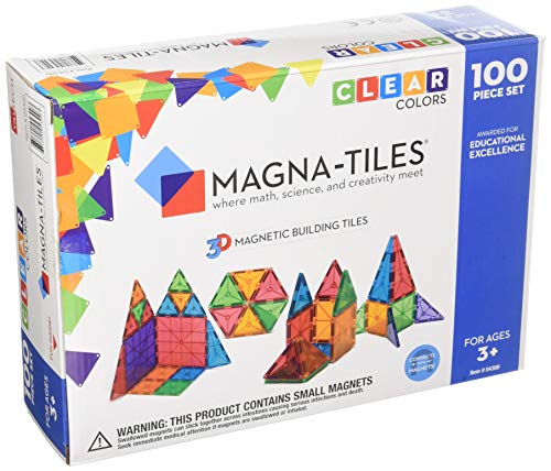 Magna-Tiles 100-Piece Clear Colors Set â€“ The Original, Award-Winning Magnetic Building Tiles â€“ Creativity and Educational â€“ STEM Approved
