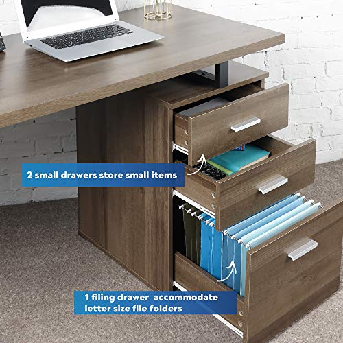 DEVAISE Computer Desk with Drawer, 55 inch Home Office Desk with Reversible File Cabinet, Gray Oak - Image 4