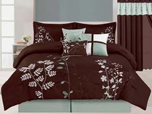 Amazon.com: 7 Pcs Embroidered Microfiber Comforter Set