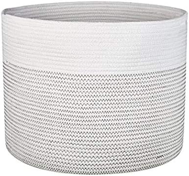 Esterias Large 100% Natural Woven Cotton Rope Basket with Handles 17 x 14.7 | for Laundry, Nursery, Storage