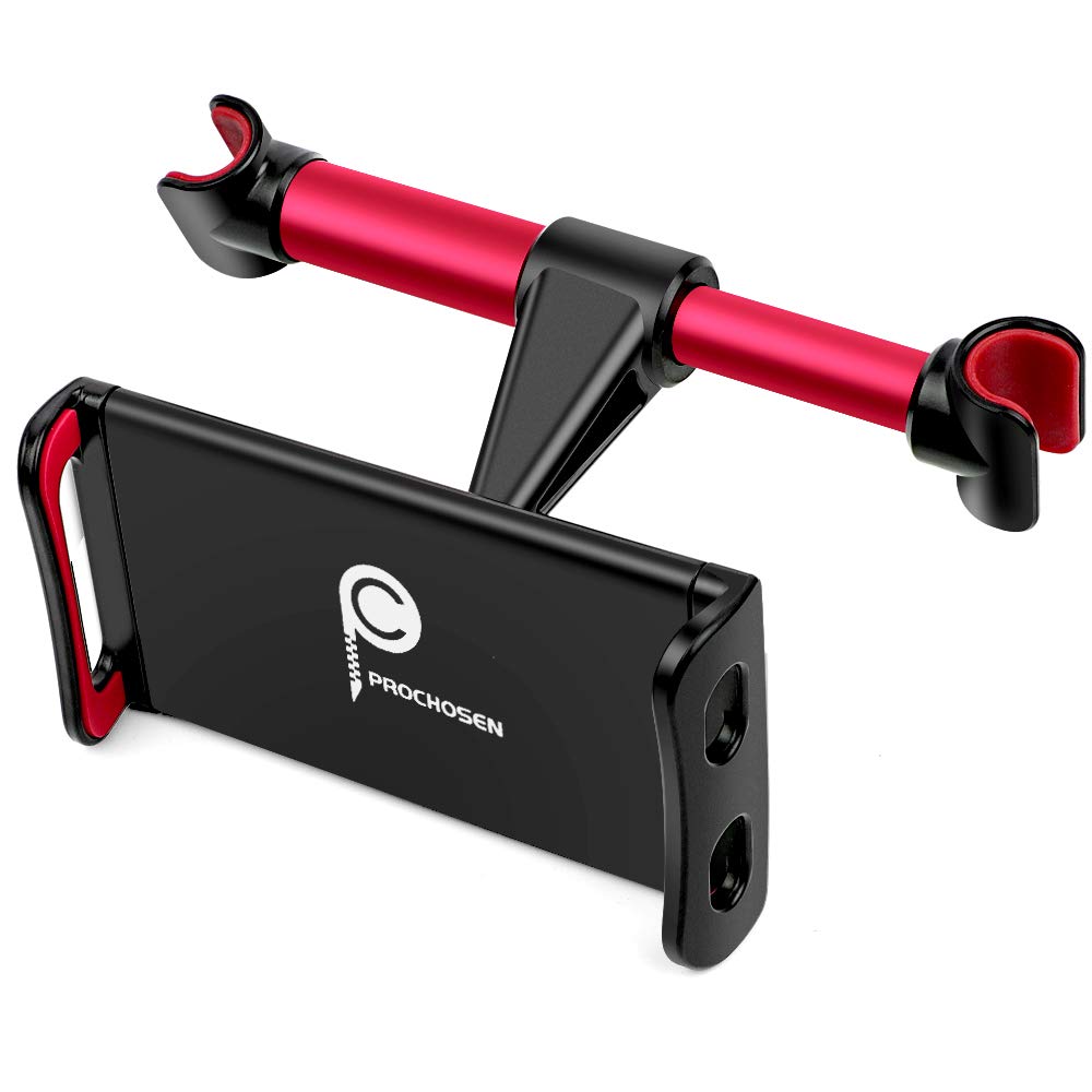 Car Tablet Holder Car Headrest Mount 360° Rotating Car Seat Stand Cradle Charging Convenient Detachable Car Back Seat Bracket Universal for 4.4~11" iPad iPhone Smart Phones Switch Tab E-Reader Red