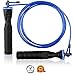 Ballistyx Jump Rope with Adjustable Speed Cable & Contoured Ball Bearing Handles - Best for Exercising, Boxing & MMA, Home Fitness & Sports Training (Blue)