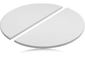 COMVIEE Half-Moon Heat Deflector Plates for Kamado Joe Big Joe I, II, III, Replacement Parts BJ-HDP Indirect Cooking Cordierite Heat Deflector Plates Accessories for Kamado Joe 24" Grill Smoker, White 2-Pack