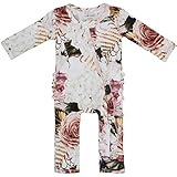 Posh Peanut One Piece Romper Silky Soft &amp; Breathable - Premium Knit Infant Clothing - Bamboo Viscose (Black Rose, 12-18 Months)