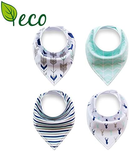 Baby Toddlers Bandana Drool Bibs for Girls Boys Organic Cotton Absorbent for Teething Feeding, Pack of 4 (Color D)