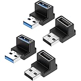 rgzhihuifz 2 Pack USB 3.0 Adapter 90 Degree Male to Female Combo Vertical Up and Down Angle Coupler Connector，USB 3.0 Male to