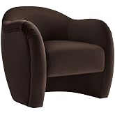 Modway Compose Barrel Chair with Performance Velvet Fabric in Chocolate Brown &ndash; Upholstered Accent Armchair with Curved Backrest &ndash; Cozy Lounge Chair for Reading &ndash; Round Comfy Single Sofa Club Chair