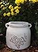 Goodman and Wife Heavy Hand Pressed Ancient Stressed Round Flower Pot or Planter with Loop Handles Vintage White