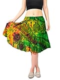 Orient Trail Women's Hippie Bohemian Boho Tie Dye Knee Length Midi Mini Skirt One Size Reggae Green