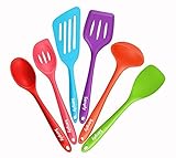 Silicone Kitchen Utensil Set, Sanply 6 Piece Cooking Utensils Set, Kitchen Tools And Gadgets Set, Non-Stick Heat Resistant For Cooking, Baking, BBQ (6)
