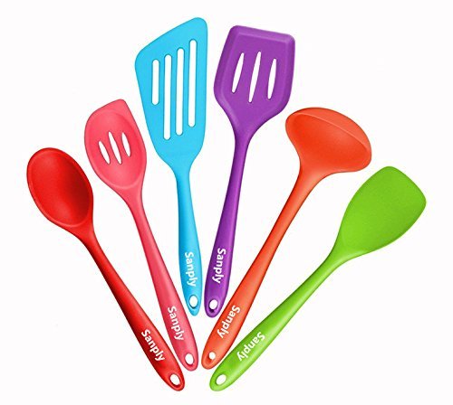 Silicone Kitchen Utensil Set, Sanply 6 Piece Cooking Utensils Set, Kitchen Tools And Gadgets Set, Non-Stick Heat Resistant For Cooking, Baking, BBQ (6)