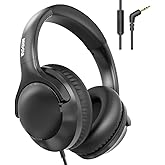 MIDOLA Wired Headphones Over-Ear Hi-Fi Sound with Microphone Adjustable Foldable, 1.5M Cord & 3.5mm Jack, Lightweight Headset for Kids Adults PC iPad Laptop Black
