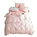 BuLuTu Cotton Flamingo Twin Duvet Cover Pink for Girls Women,Cute 3 Pieces Kids Bedding Sets Zipper Closure with Ties,Flamingo Duvet Cover Set,Lightweight,No Comforter
