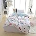 J-pinno Boys Girls Cartoon Duvet Cover + Pillowcase Set, Zipper Closure, 100% Cotton for Kids Crib Toddler Bedding Decoration Gift (Blue)