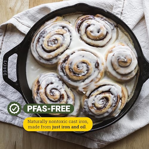 Lodge 10.25 Inch Cast Iron Skillet – Pre-Seasoned Frying Pan with Teardrop Handle – Oven, Stovetop, Grill & Campfire Use – Made in USA – Durable, Non-Toxic, Even-Heating Cookware – Black