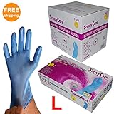 Sunnycare #7403 1000/1case Blue Vinyl Gloves Powder Free (Non Latex Nitrile Exam) Large