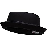 Big Size Wool Upbrim Pork Pie Fedora | Wide brim, upturned brim, lined interior, polyester wool blend, thick soft warm feel, inner hatband, fall winter wear