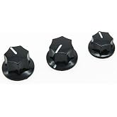 KIAISH Set of 3 Black Brass Insert USA Spec 1/4" Large &amp; Small Knobs Bass Knobs for Jazz J Bass