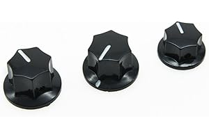 KAISH KIAISH Set of 3 Black Brass Insert USA Spec 1/4" Large & Small Knobs Bass Knobs for Jazz J Bass